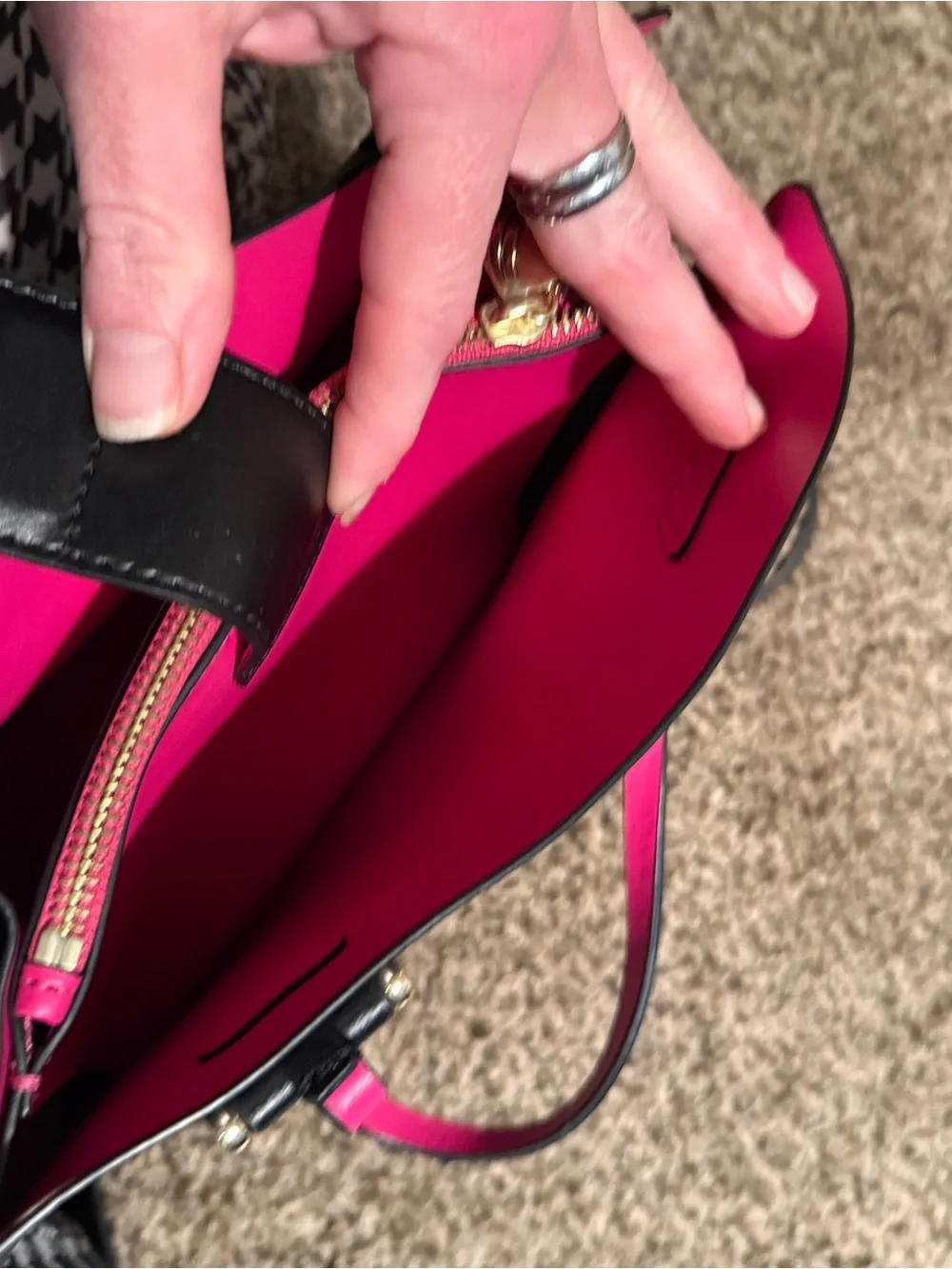 kate spade Black Satchel with Pink Trim and Crossbody Strap